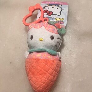 New Hello Kitty Ice Cream Cone Plush Bag Clip Keychain 2024 - NWT
